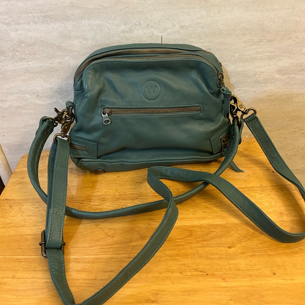 Teal Leather Crossbody Bag